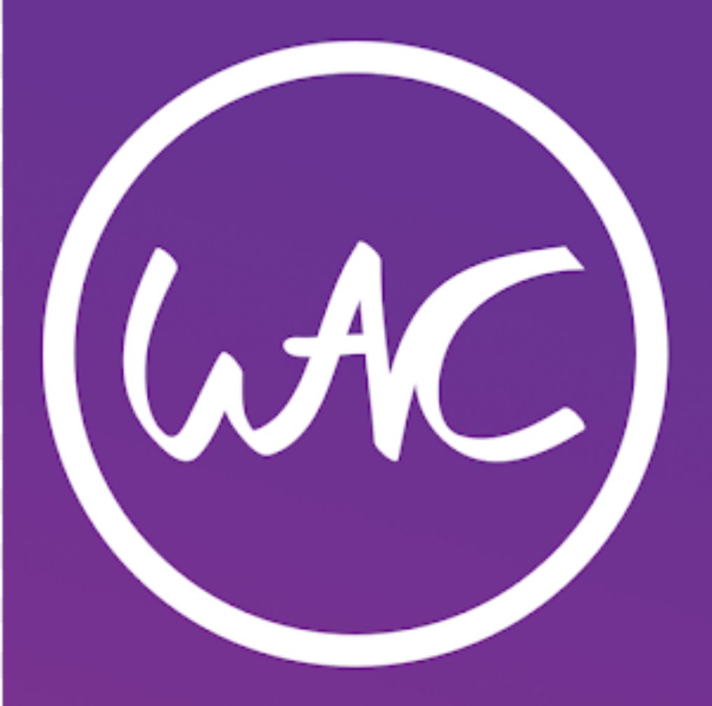 A purple square with the letters WAC within a white circle